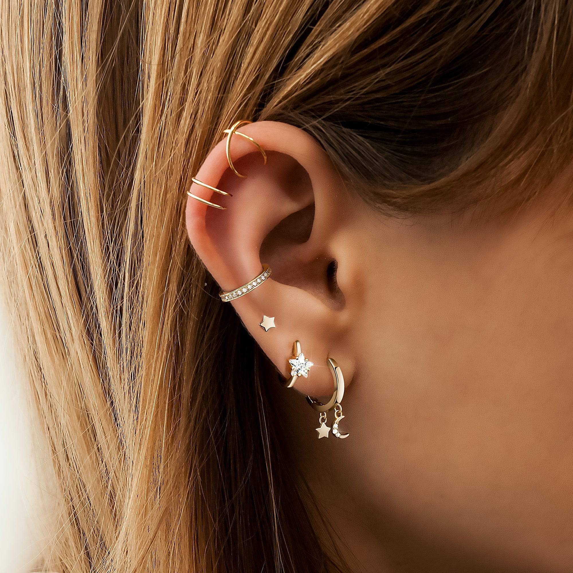 Lunara - Sparkling Zirconia Star Hoop Earrings