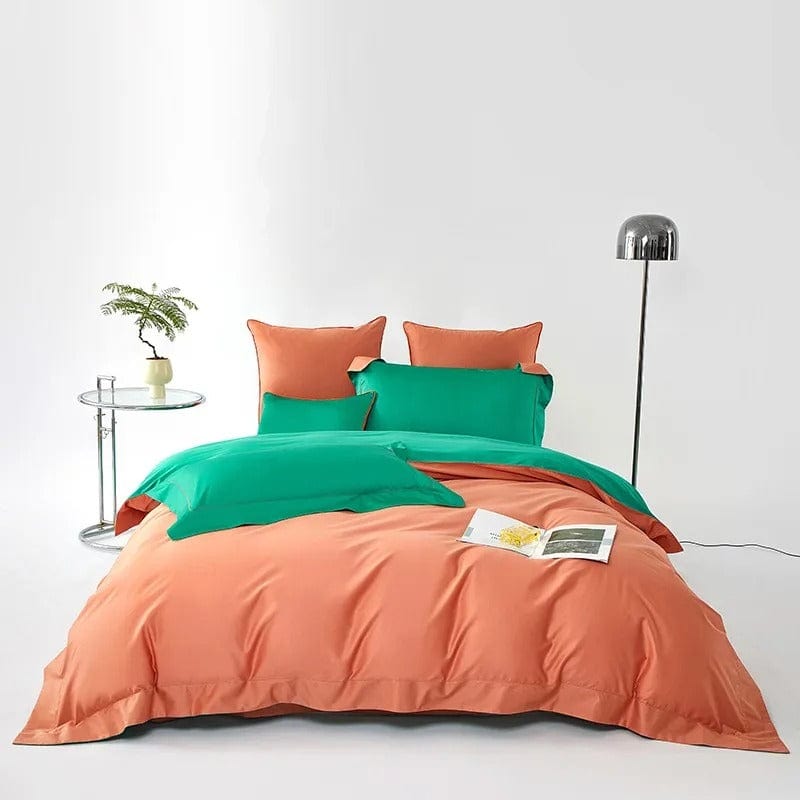Dream Orange Green - Colorful Egyptian Cotton Duvet Set