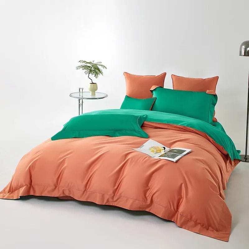 Dream Orange Green - Colorful Egyptian Cotton Duvet Set