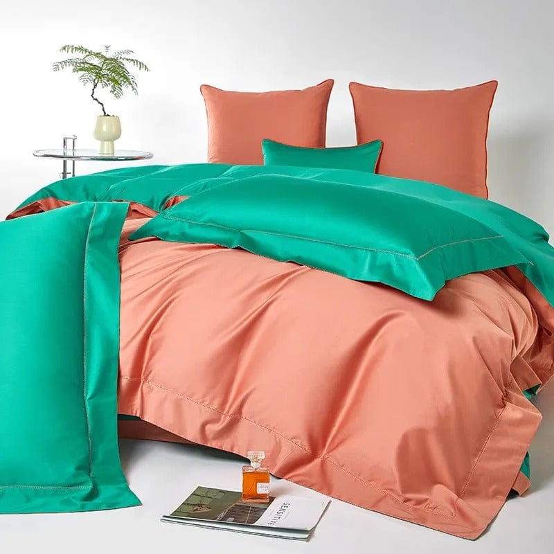 Dream Orange Green - Colorful Egyptian Cotton Duvet Set