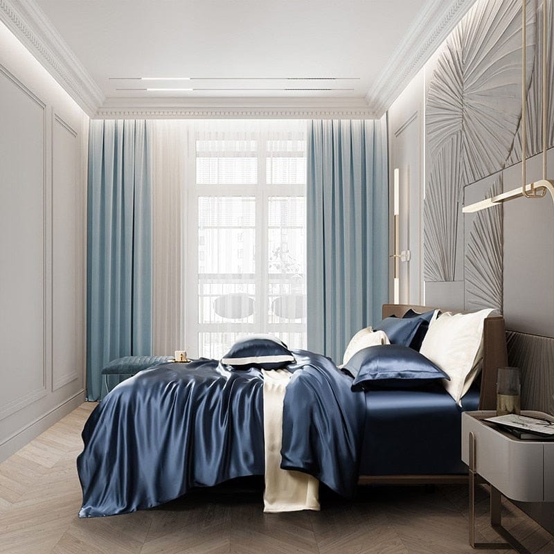 LuxLoom - Premium Navy Blue Mulberry Silk Bedding Set