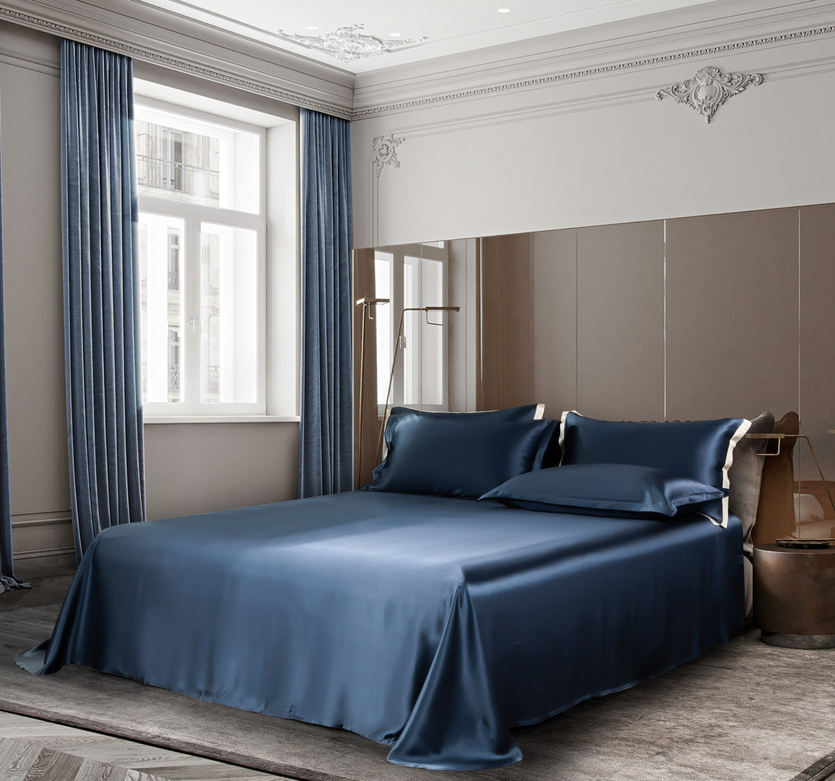 LuxLoom - Premium Navy Blue Mulberry Silk Bedding Set