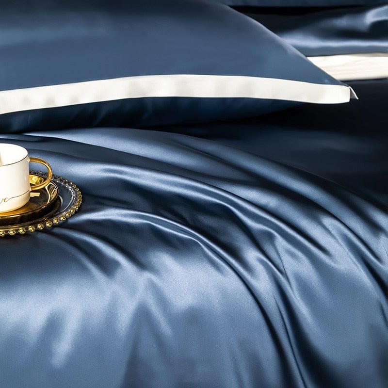 LuxLoom - Premium Navy Blue Mulberry Silk Bedding Set
