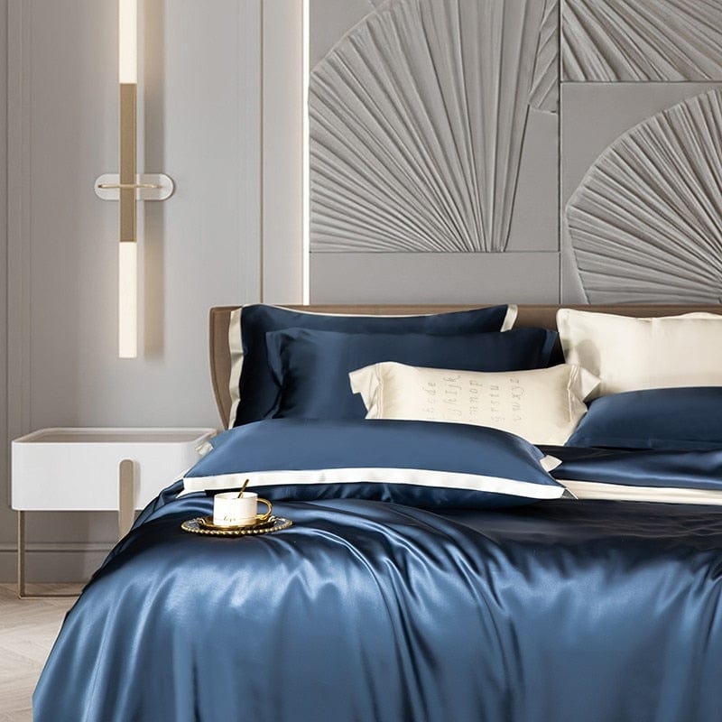 LuxLoom - Premium Navy Blue Mulberry Silk Bedding Set