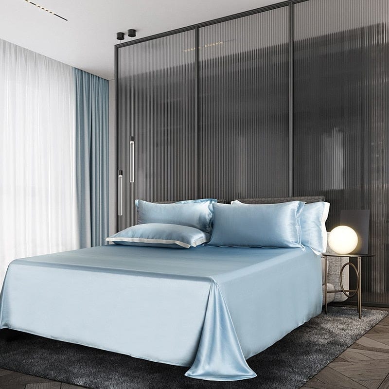 LuxeDream - Sky Blue Mulberry Silk Bedding Set