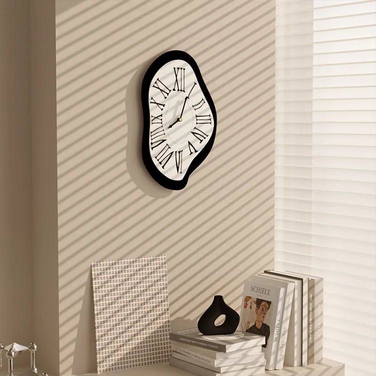 Surreal Wall Clock - Black Artistic Decor with Silent Movement