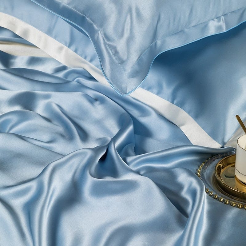 LuxeDream - Sky Blue Mulberry Silk Bedding Set