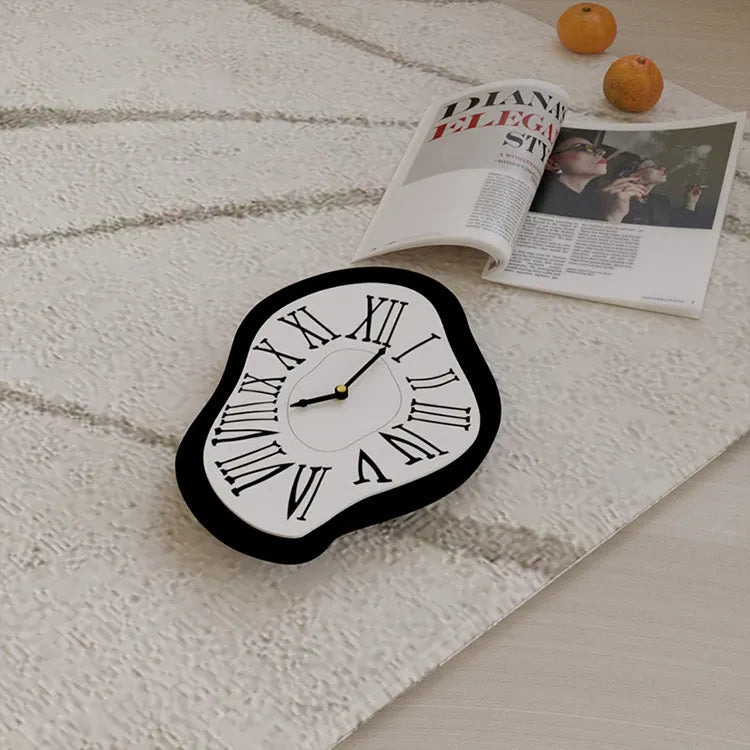 Surreal Wall Clock - Black Artistic Decor with Silent Movement