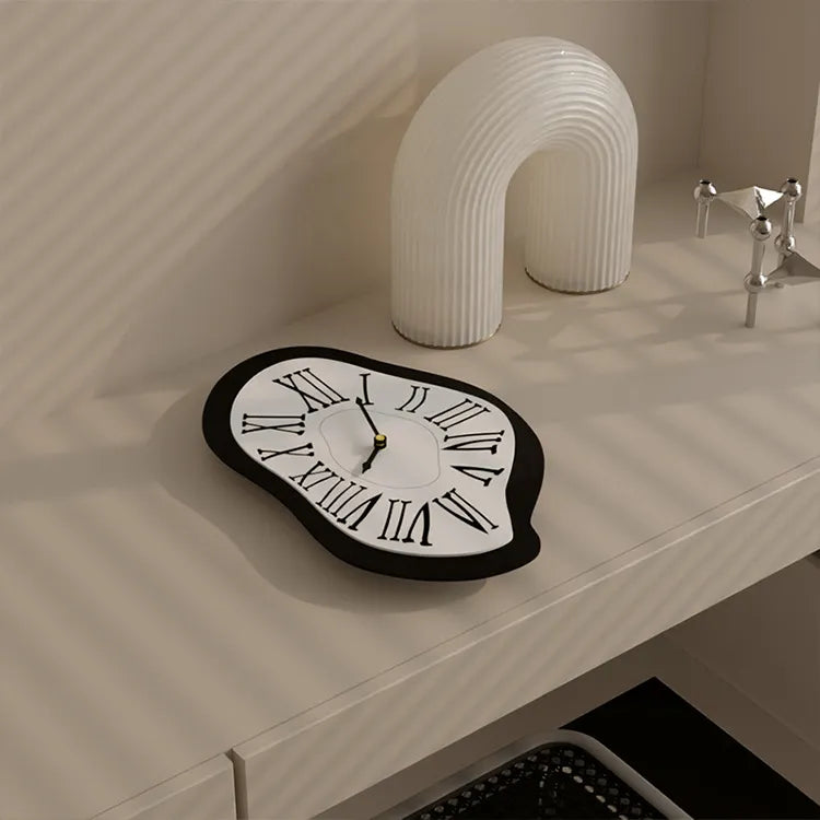 Surreal Wall Clock - Black Artistic Decor with Silent Movement