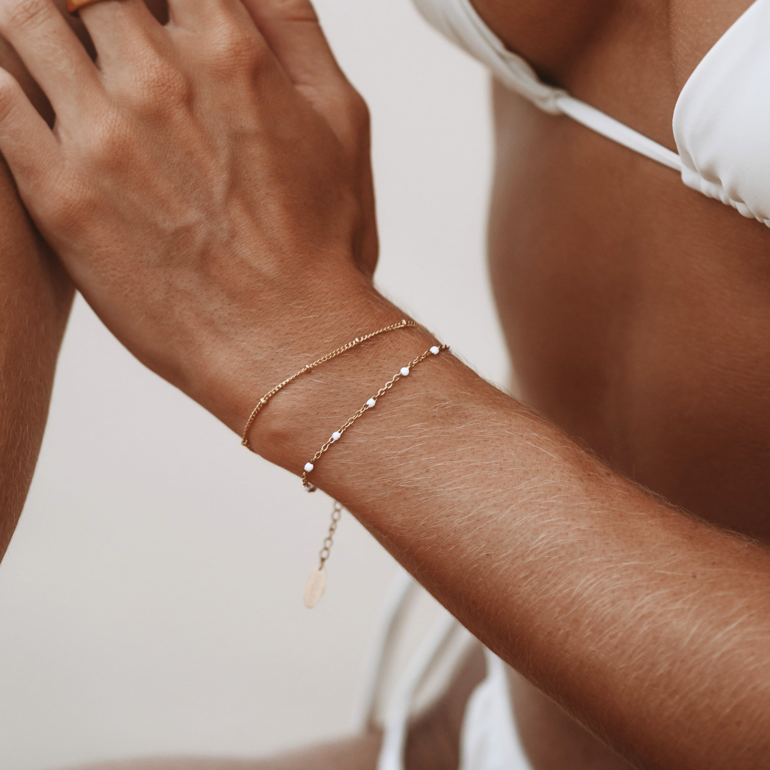Liora - Bracelet double rang en perles blanches