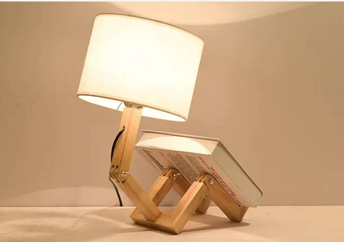 RutanFlex - Lampe de Table Bois Élégante avec Étagère
