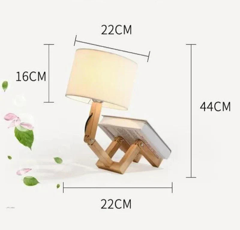 RutanFlex - Lampe de Table Bois Élégante avec Étagère