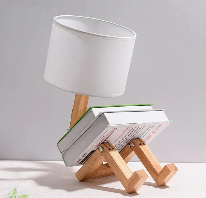 RutanFlex - Lampe de Table Bois Élégante avec Étagère