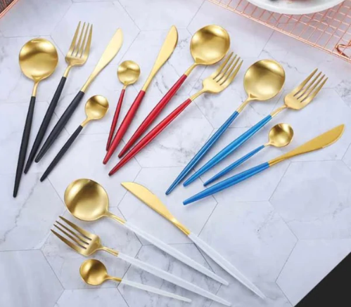 GildFeast - Gold & Silver 24-Piece Stainless Steel Cutlery Set