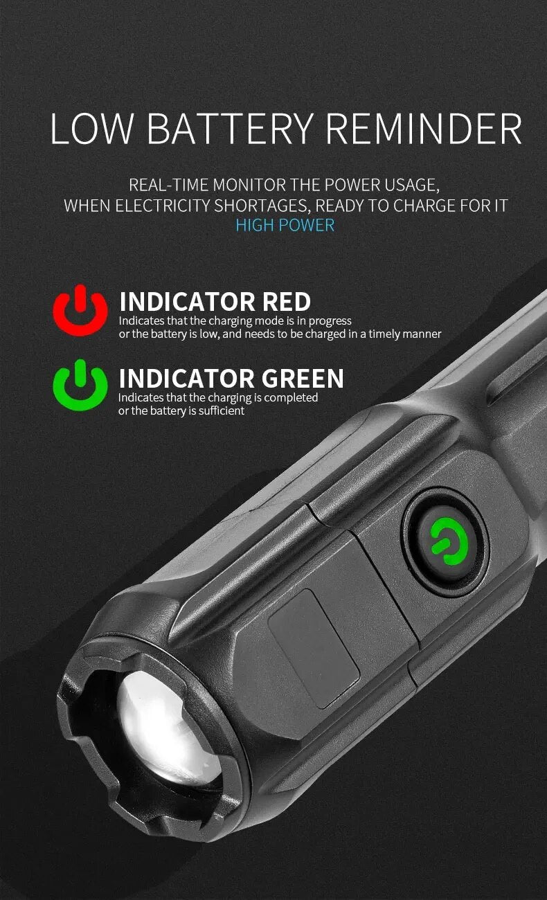 PowerBeam - Lampe Torche LED Rechargeable avec Zoom
