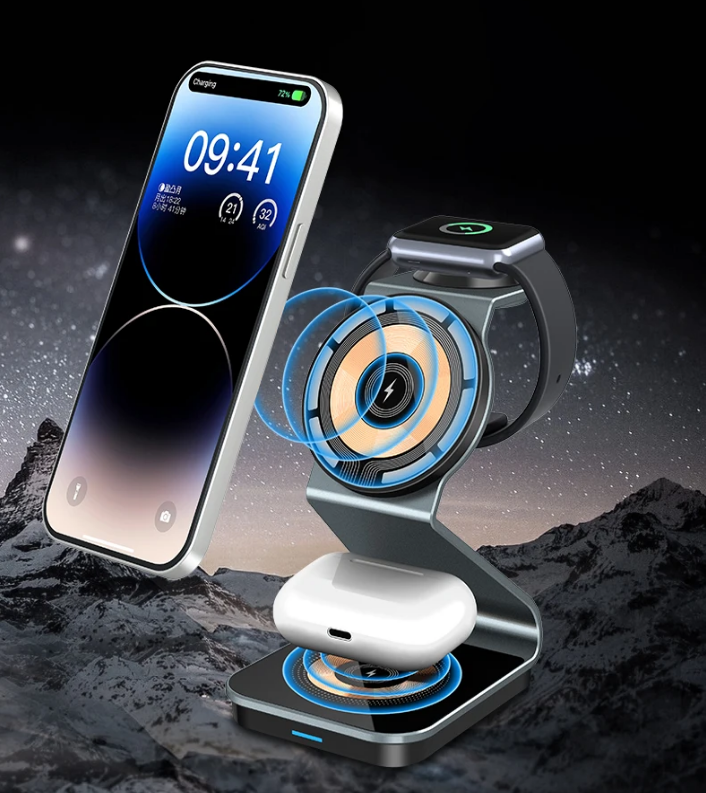 Chargy Pro - Chargeur Magnétique 3-en-1 Sans Fil
