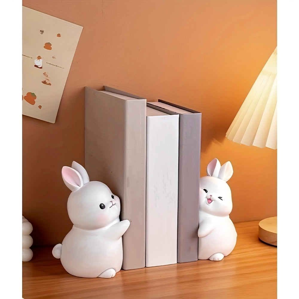 BunnyBookends - Playful Rabbit Bookends in White and Gray ABS