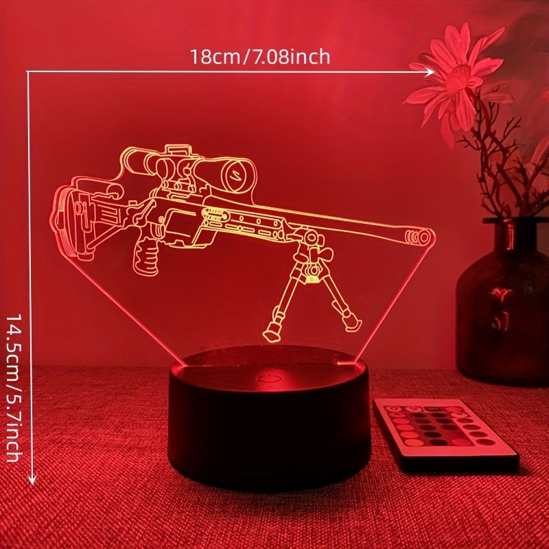 Mavrik - 3D LED Gun-Shaped Night Light with 16 Colors