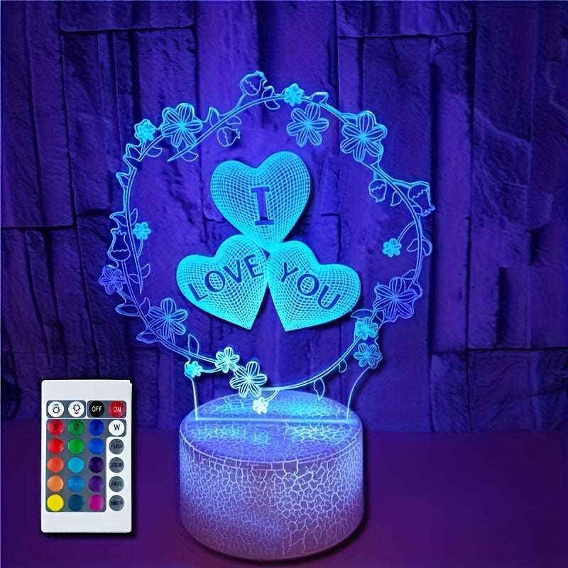 IllusionGlow - 3D Heart Night Light for a Romantic Ambiance
