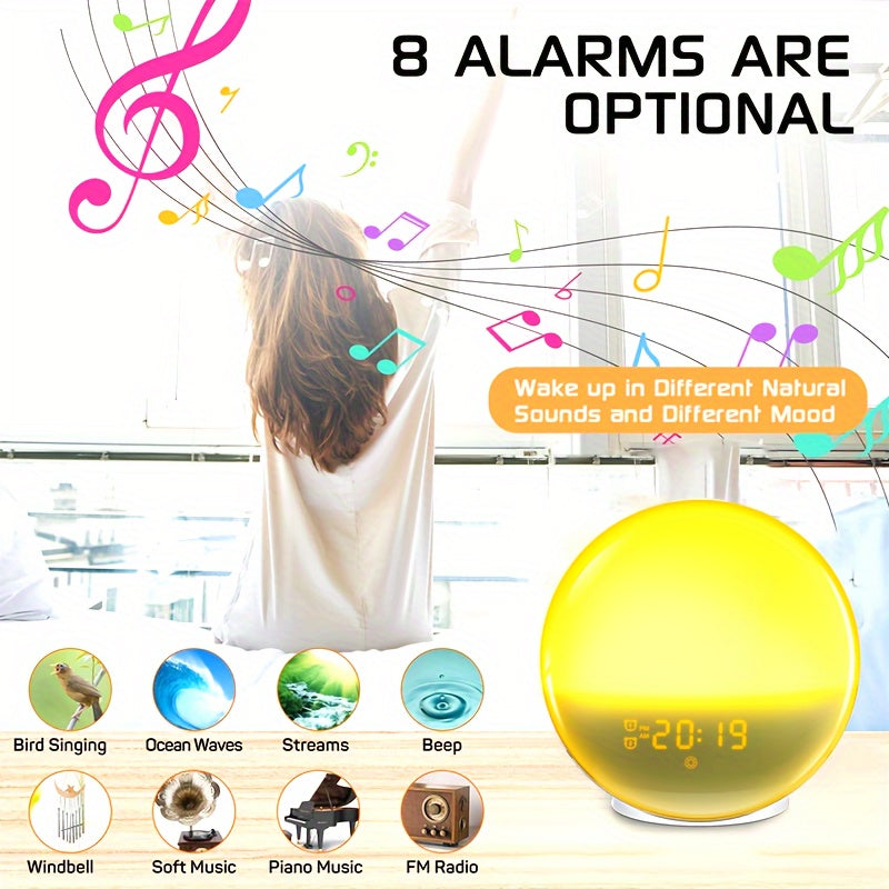 AlarmGlow - Sunrise Simulation Alarm Clock with Dual Alarm