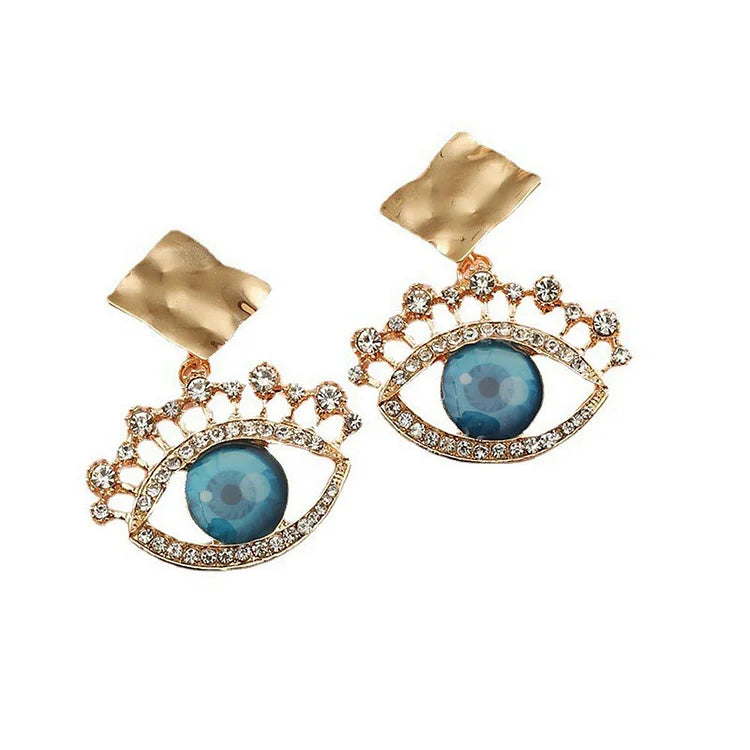 Nerina - Boucles d'oreilles vintage dorées mauvais œil