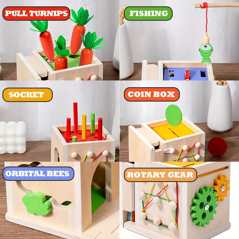Montessori 8-in-1 Wooden Activity Box for Babies 8 Months+
