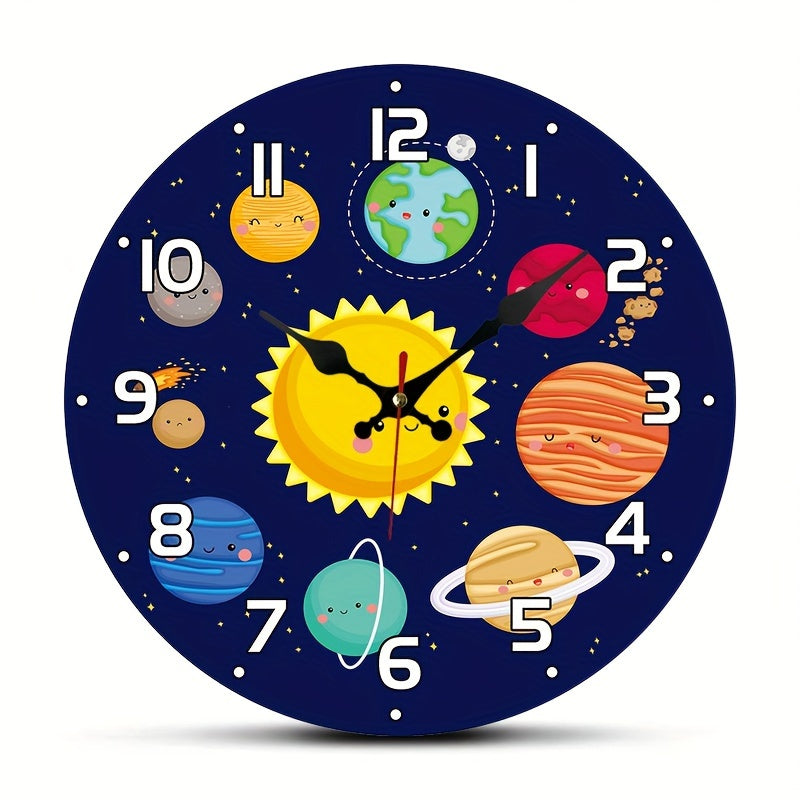 CosmicTime Clock - Horloge Murale Systeme Solaire Rustique et Silencieuse