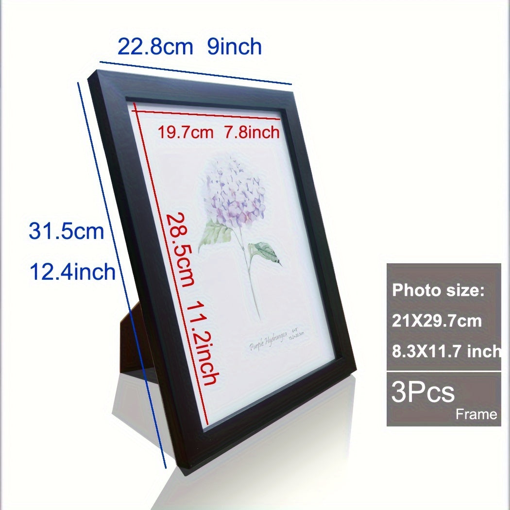 Timeless Memories - Set of 3 Wooden Photo Frames for Your Memories