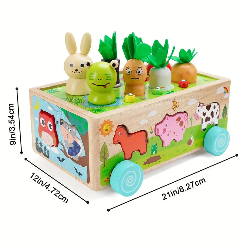 Wooden Montessori Activity Cube - 7 Educational Games for Kids Ages 2-3