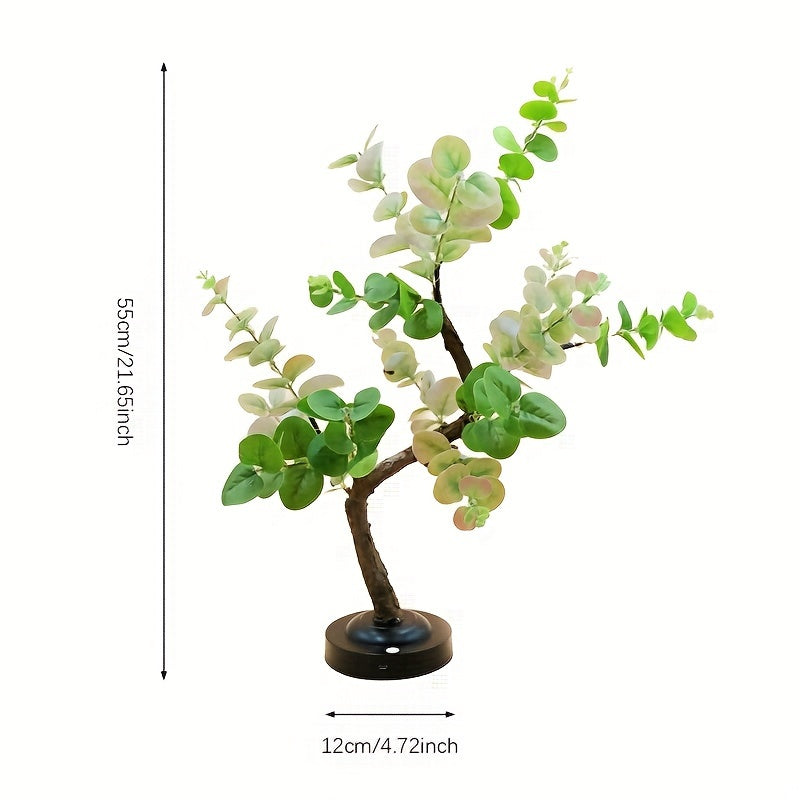 EucalyptusGlow Tree - Decorative LED Bonsai Lamp with Flexible Branches