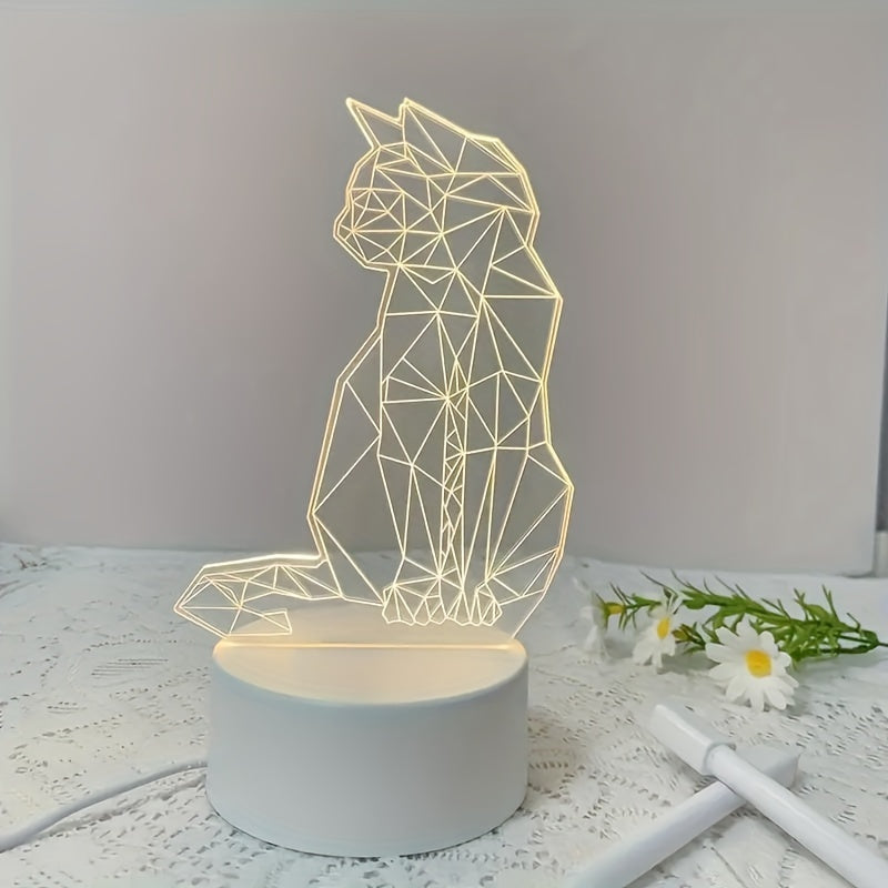 CatGlow Lamp - Modern 3D Cat Design USB Night Light