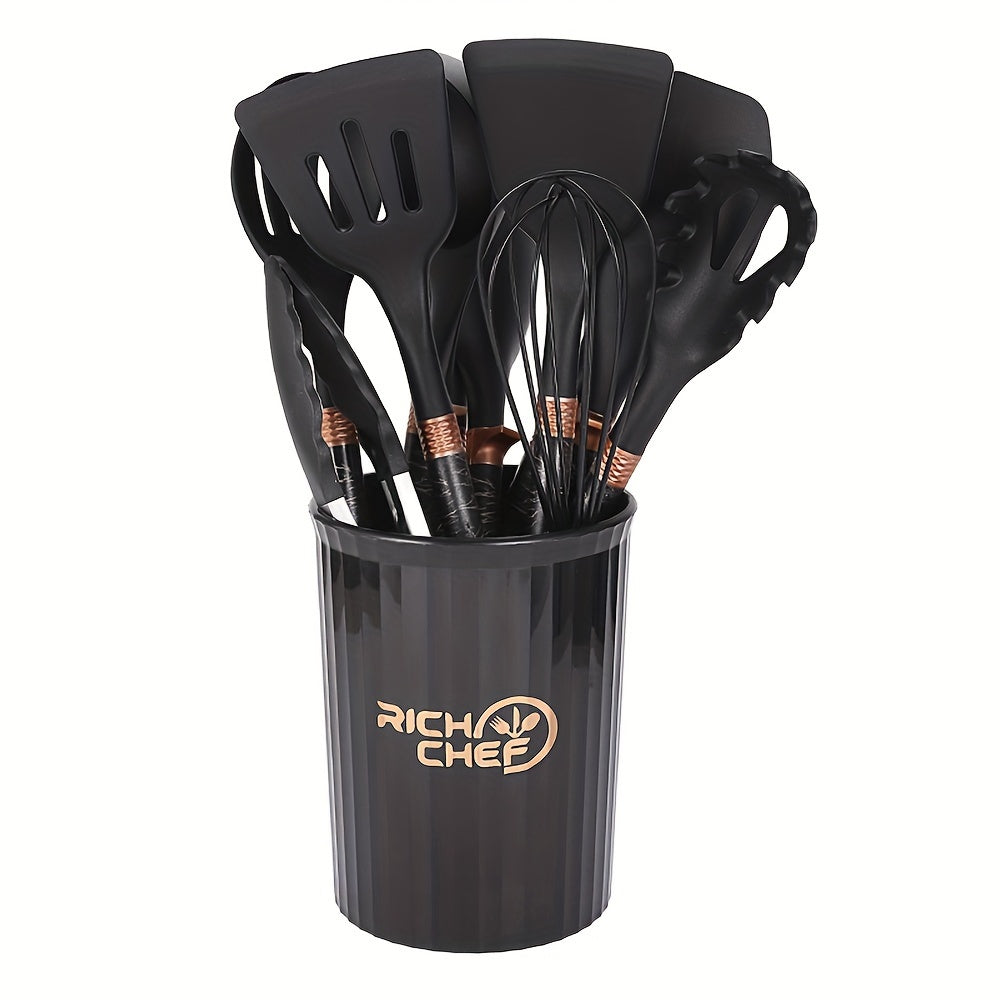 Premium Cooking - Silicone and Wood Kitchen Utensil Set