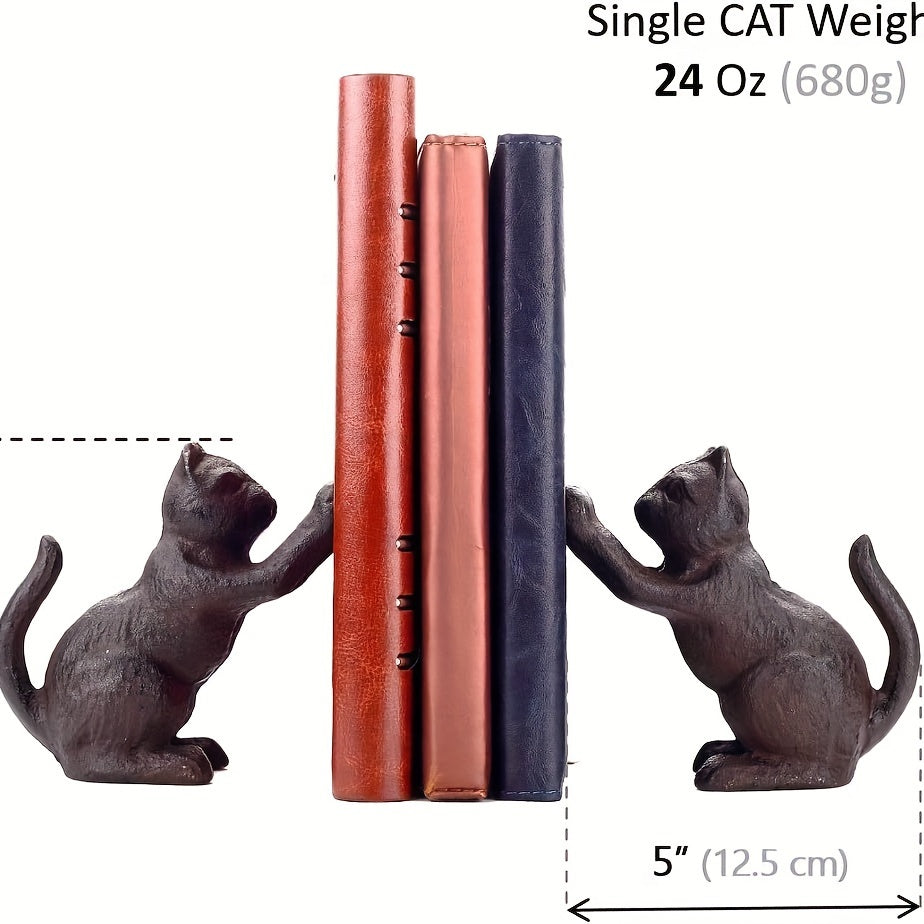 VintageCat - Cast Iron Bookends with Rustic Charm