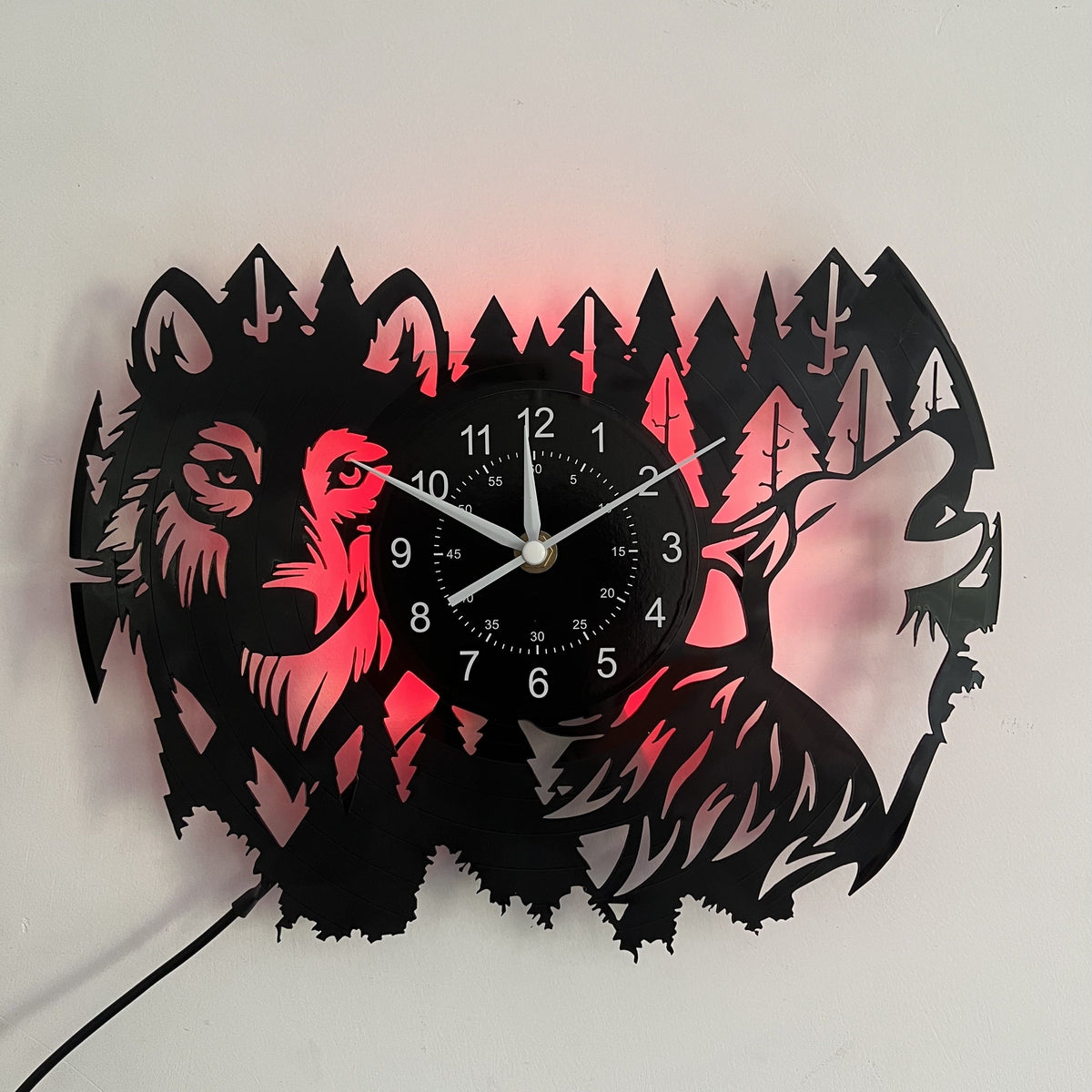 HuskyVinyl Clock - Rustic Recycled Vinyl Wall Clock with Husky Design