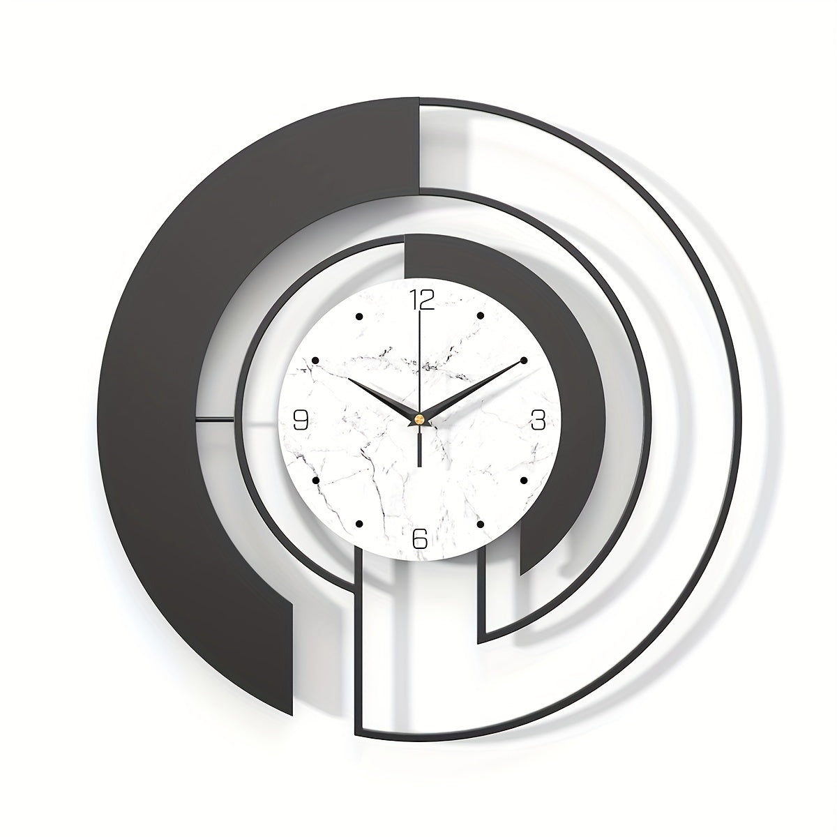 GeoClock - Black Geometric Wall Clock with Minimalist Design