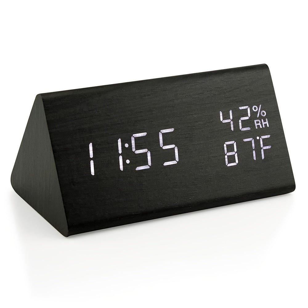 NatureClock - Wooden Alarm Clock with Temperature and Humidity Display