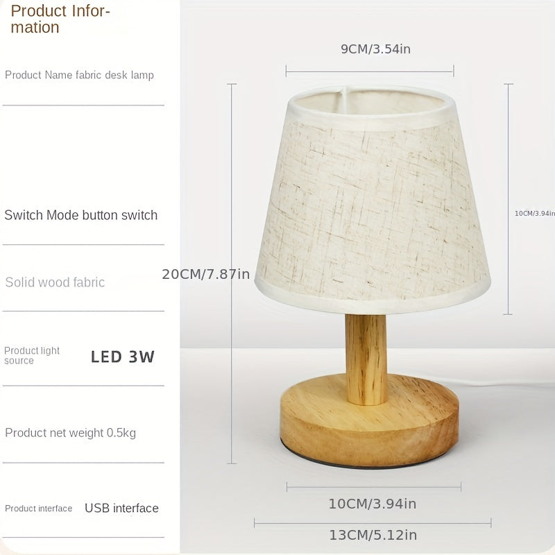 Bosklyn - Wood LED Bedside Lamp with Linen Shade