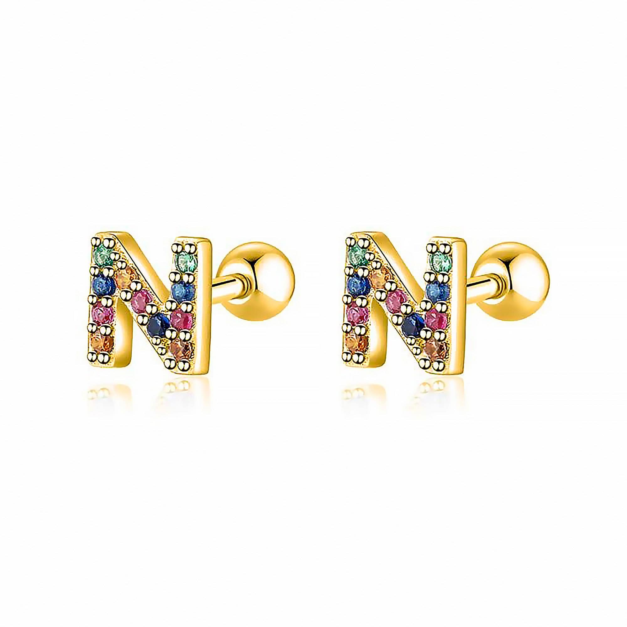 Letria - Personalised Colourful Rhinestone Initial Earrings