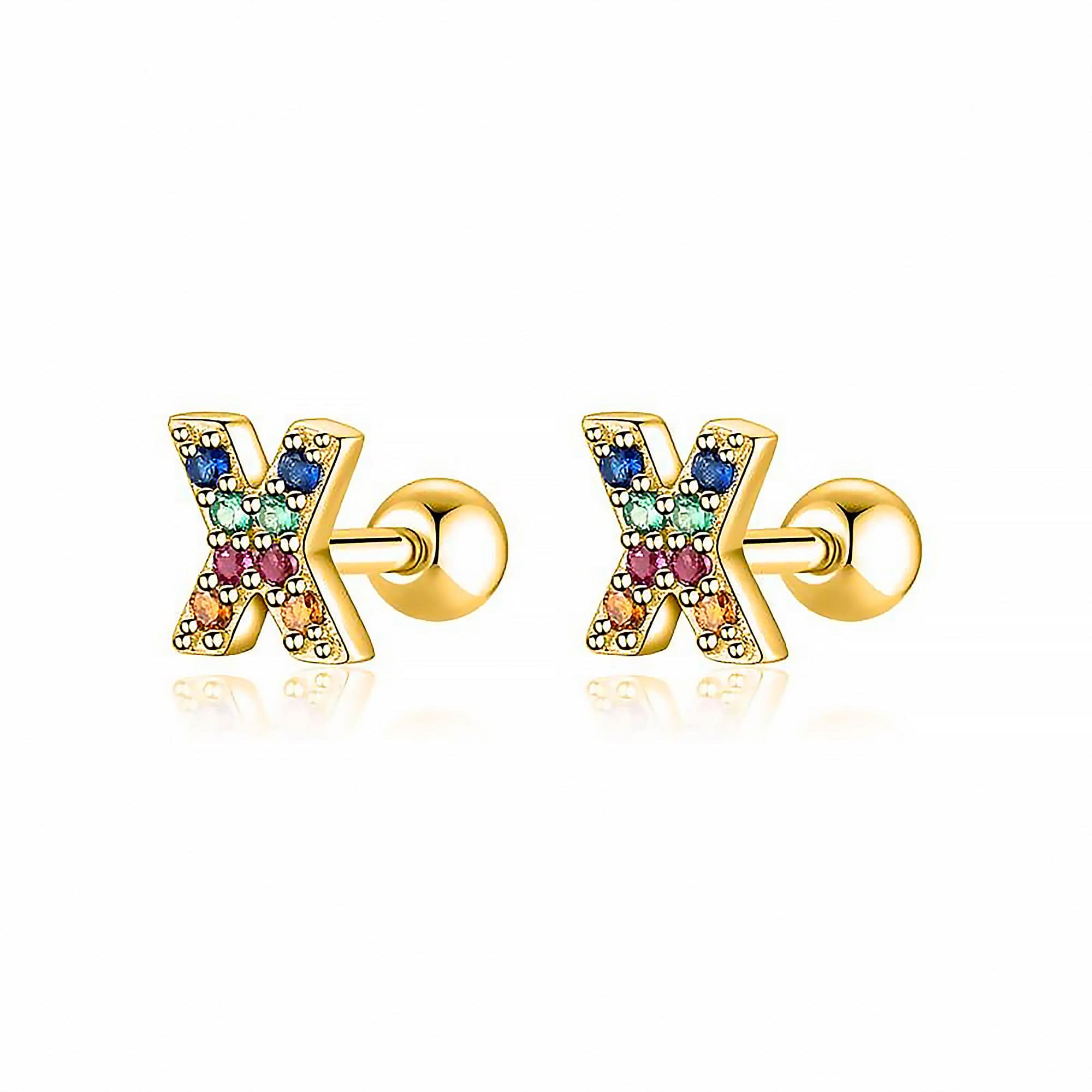 Letria - Personalised Colourful Rhinestone Initial Earrings