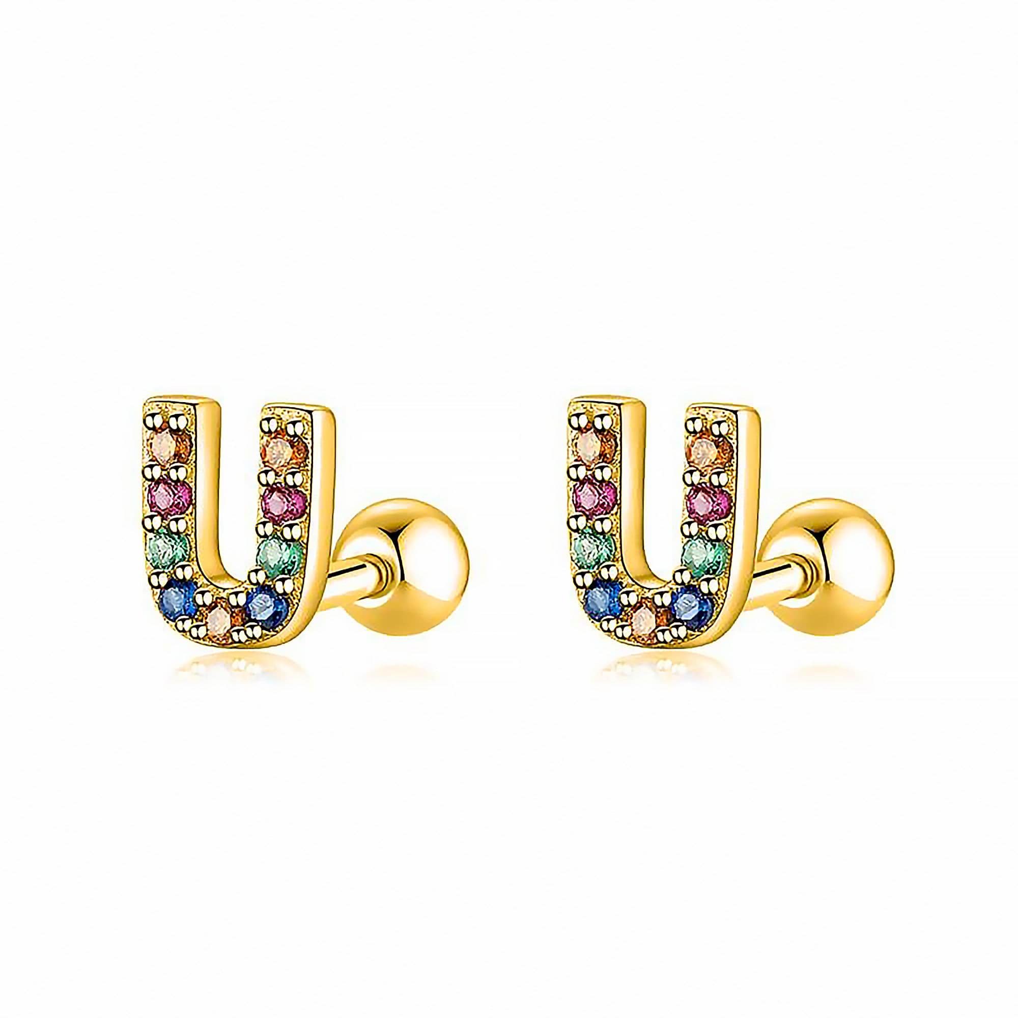 Letria - Personalised Colourful Rhinestone Initial Earrings