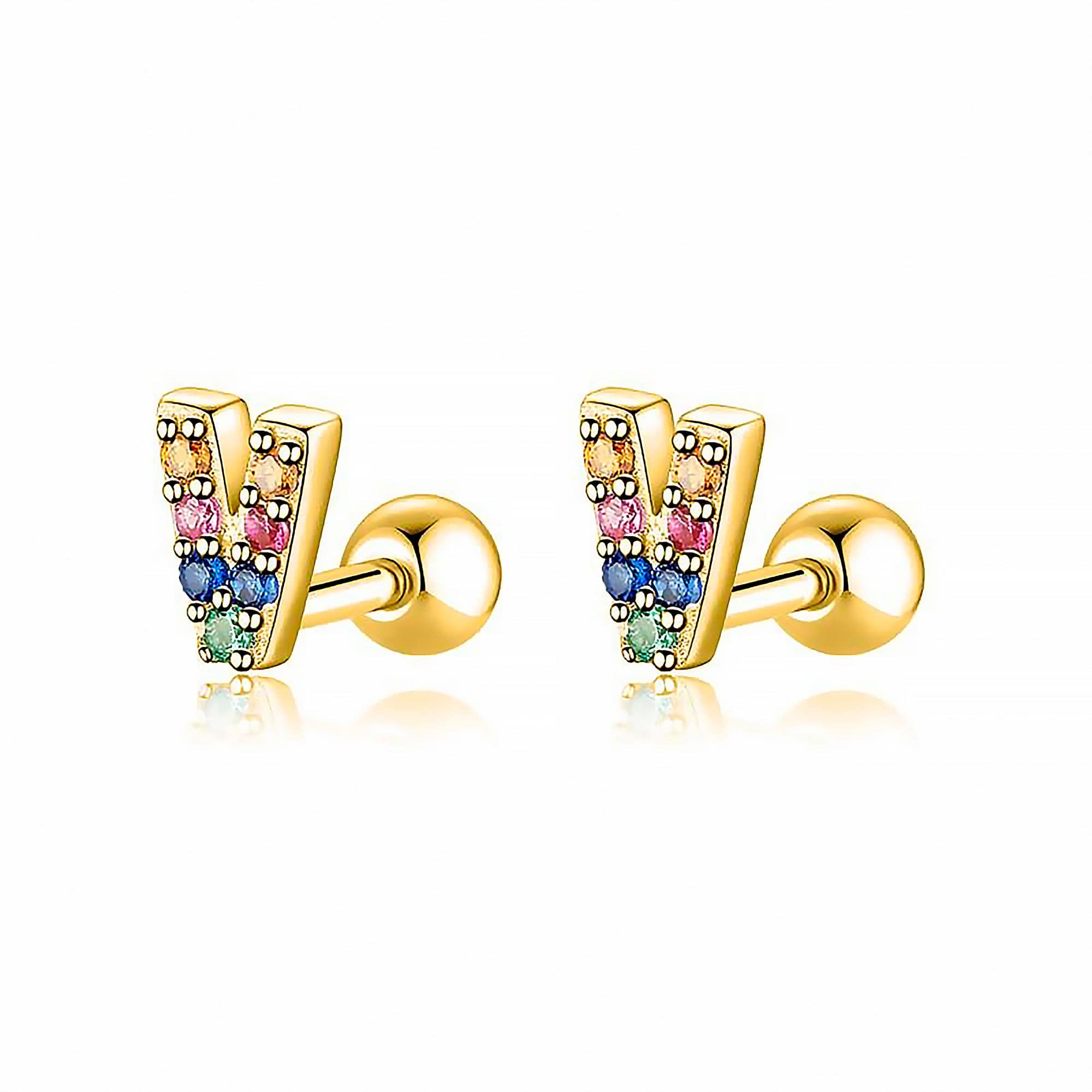 Letria - Personalised Colourful Rhinestone Initial Earrings