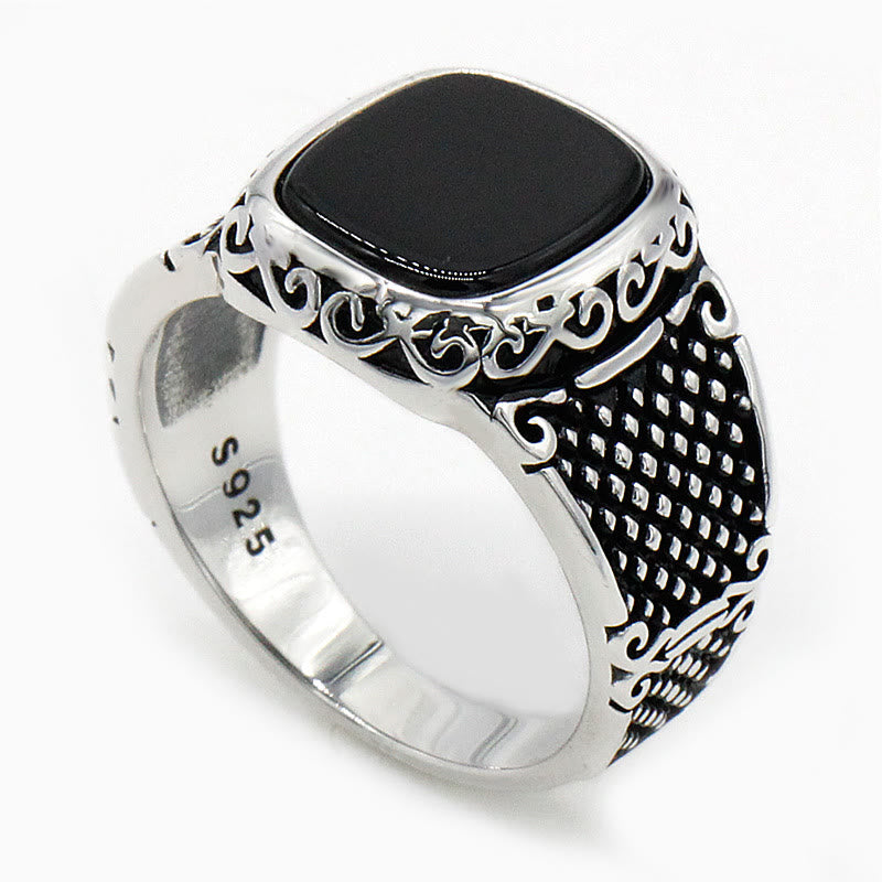 Max - Bague onyx noir et argent pour homme