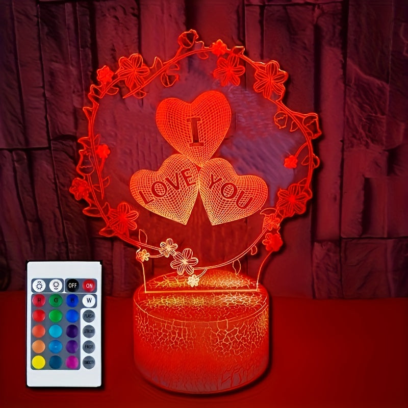 IllusionGlow - 3D Heart Night Light for a Romantic Ambiance