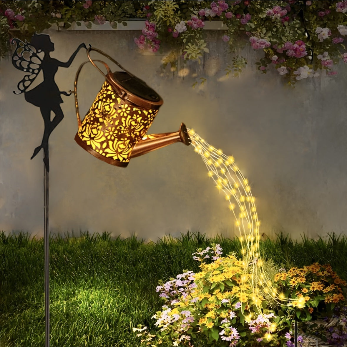 SolarSprinkle - Solar Powered Light-Up Watering Can Garden Decor