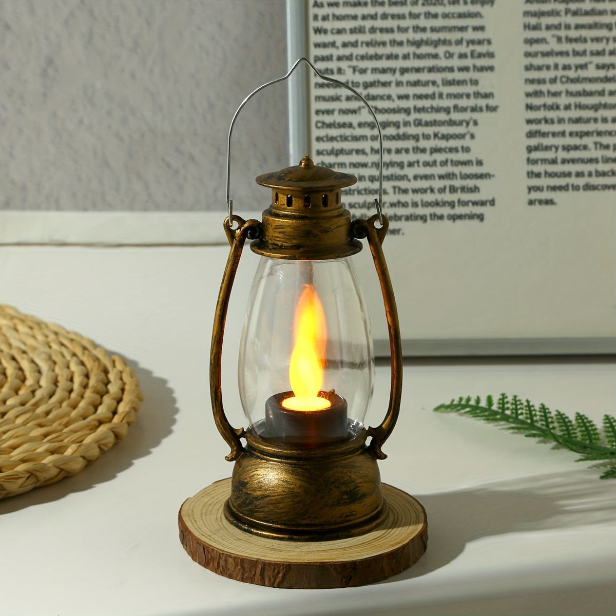 NostalgicGlow Lamp - Yellow Flame Oil Lantern Style LED Lamp