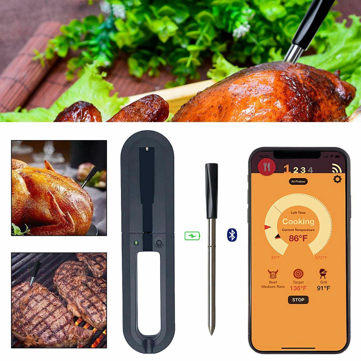 SmartMeat Thermometer - Wireless Meat Thermometer for Perfect Cooking