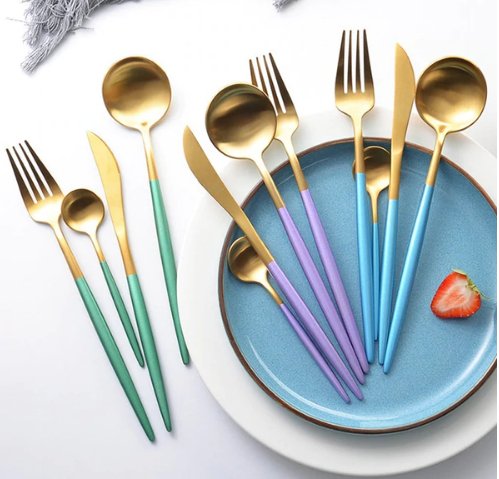 EliteDine - 24-Piece Gold and Silver Cutlery Set for Luxury Dining