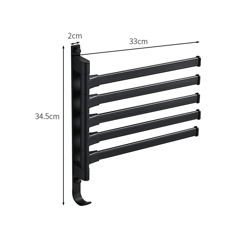Towelix - Modern 5-Arm Black Towel Rack