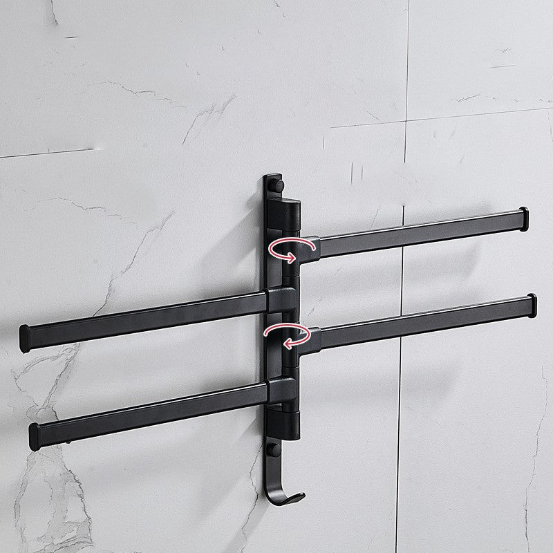 Towelly - Elegant Black Metal 4-Arm Towel Rack