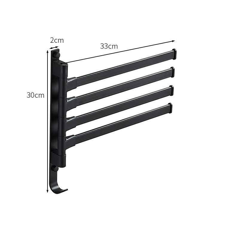 Towelly - Elegant Black Metal 4-Arm Towel Rack